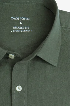 Green linen blend shirt