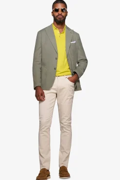 Green peak lapel textured blazer