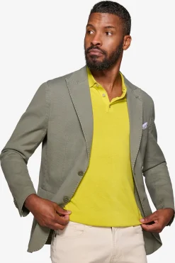 Green peak lapel textured blazer