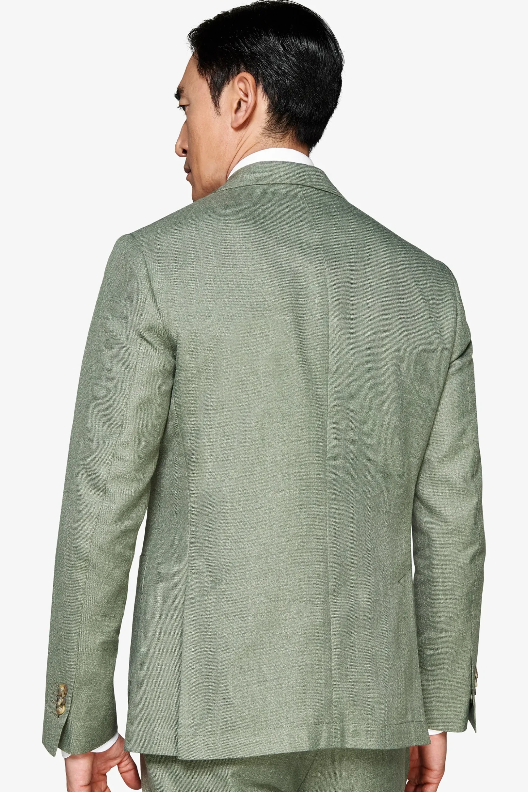 Green slub fabric blazer