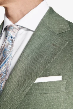 Green slub fabric blazer