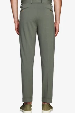 Green stretch jersey trousers