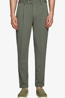 Green stretch jersey trousers