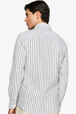 Green striped slim shirt