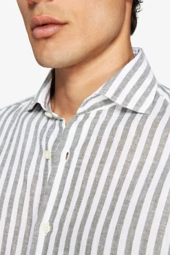 Green striped slim shirt