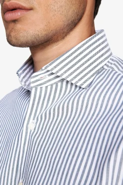 Green striped textured shirt