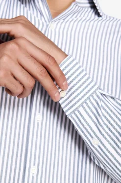 Green striped textured shirt