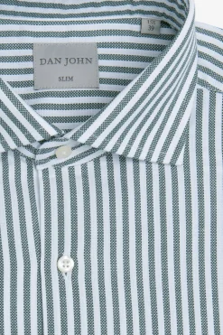 Green striped textured slim shirt