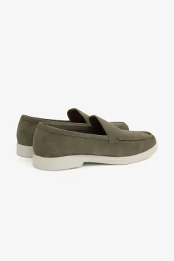 Green suede loafers