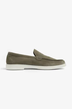 Green suede loafers