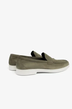 Green suede loafers