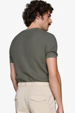 Green textured crewneck sweater