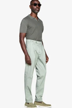 Green textured knit polo shirt