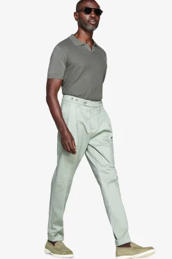 Green textured knit polo shirt