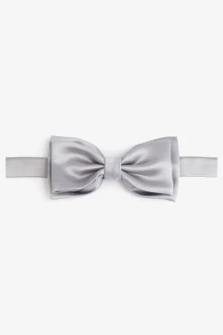Grey satin bow tie