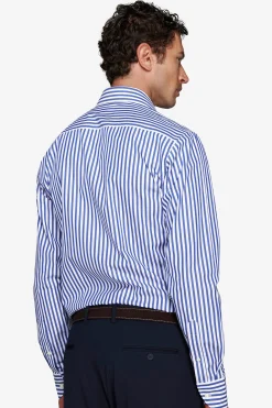 Indigo medium stripes slim shirt