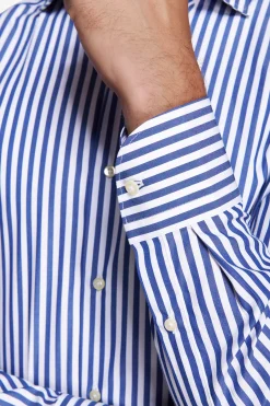 Indigo medium stripes slim shirt