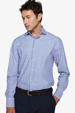 Indigo medium stripes slim shirt
