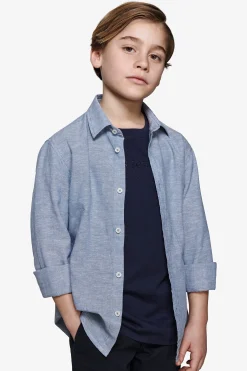 KIDS Avion relaxed linen blend shirt