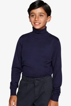 KIDS Blue basic knit turtleneck