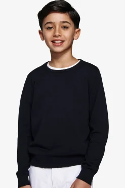 KIDS Blue brushed cotton crewneck sweater
