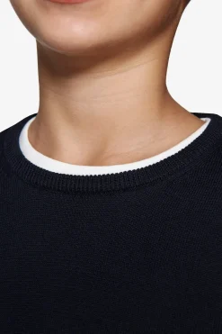 KIDS Blue brushed cotton crewneck sweater