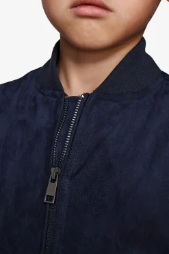 KIDS Blue ecosuede full zip bomber jacket