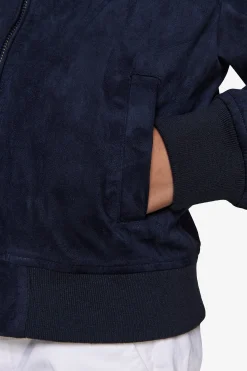 KIDS Blue ecosuede full zip bomber jacket