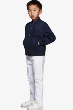 KIDS Blue ecosuede full zip bomber jacket