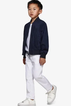 KIDS Blue ecosuede full zip bomber jacket