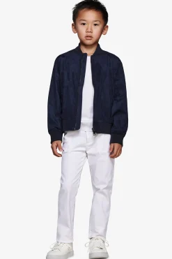 KIDS Blue ecosuede full zip bomber jacket