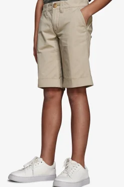 KIDS Cream cotton basic chino bermuda shorts