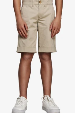 KIDS Cream cotton basic chino bermuda shorts