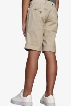 KIDS Cream cotton basic chino bermuda shorts