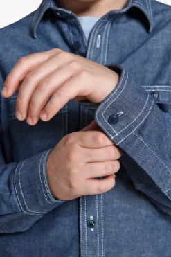 KIDS Denim chambray slim shirt