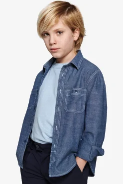 KIDS Denim chambray slim shirt