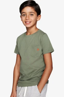 KIDS Green basic t-shirt with pocket