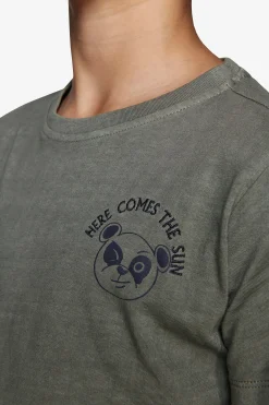 KIDS Green basic t-shirt with print