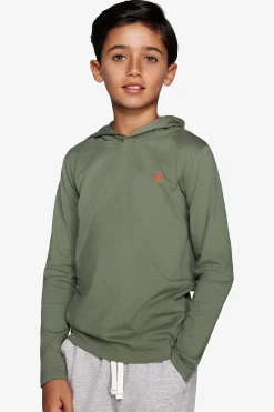 KIDS Green embroideredjersey hoodie
