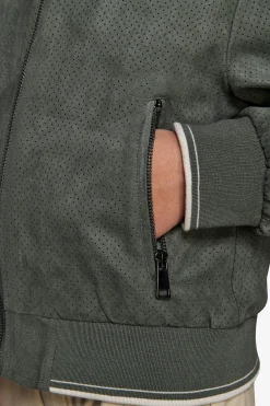 KIDS Green perforated ecosuede bomber jacket