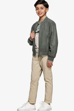 KIDS Green perforated ecosuede bomber jacket