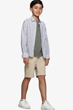 KIDS Green striped linen blend shirt