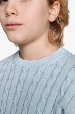 KIDS Light blue braided crewneck sweater