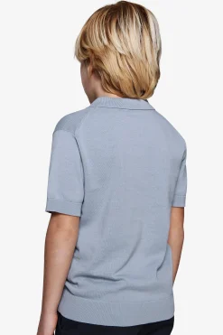 KIDS Light blue brushed cotton knit polo
