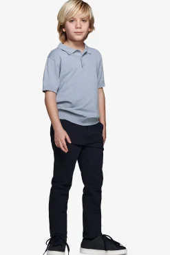 KIDS Light blue brushed cotton knit polo