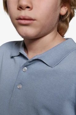 KIDS Light blue brushed cotton knit polo