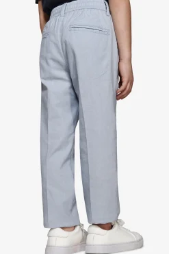 KIDS Light blue linen blend drawstring pants