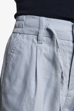 KIDS Light blue linen blend drawstring pants