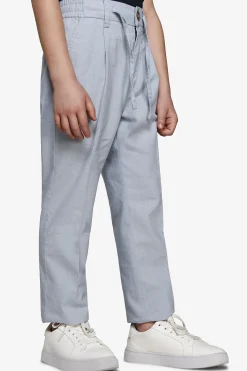 KIDS Light blue linen blend drawstring pants