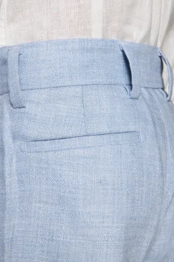 KIDS Light blue linen blend pleated Bermuda shorts